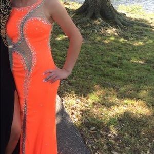 Burnt coral Tiffany prom dress